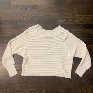 White Stripe Off the Shoulder Sweater